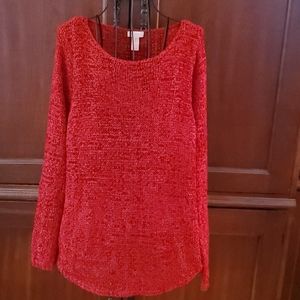 Chico's Weaved Red Sweater size 2 or or Reg 12